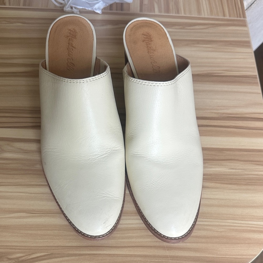 Madewell Cream Leather Women’s Slip-On Mule